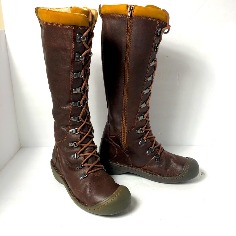 Pre-owned Women’s Keen Clara Tall High Leather Lace Up Zip Boots 8.5